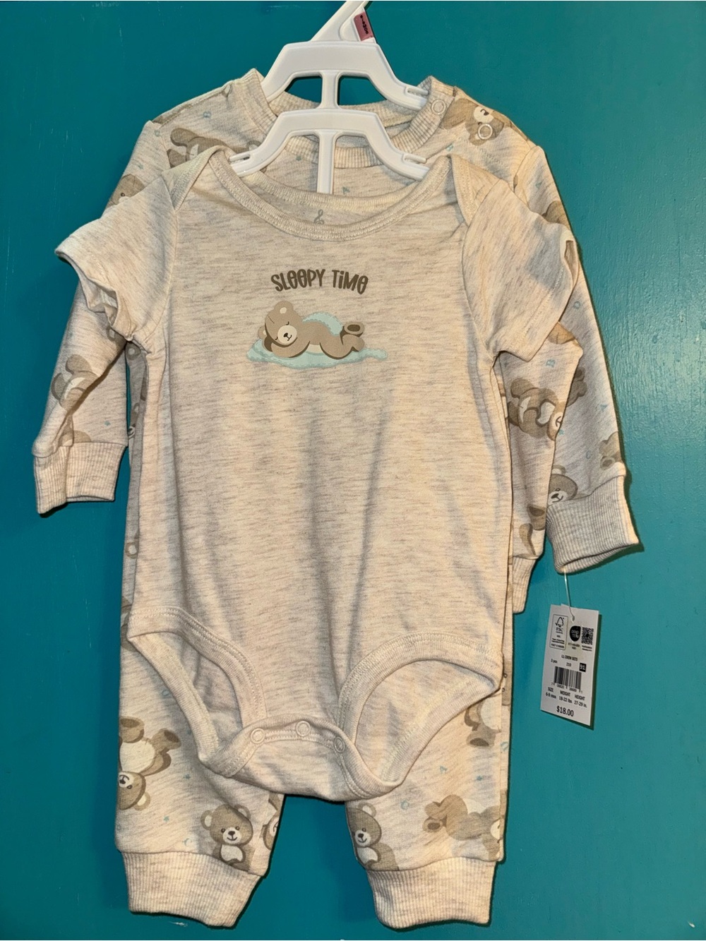 Cozy Cream Bear Bodysuit & Pant Set - Sleepy Time